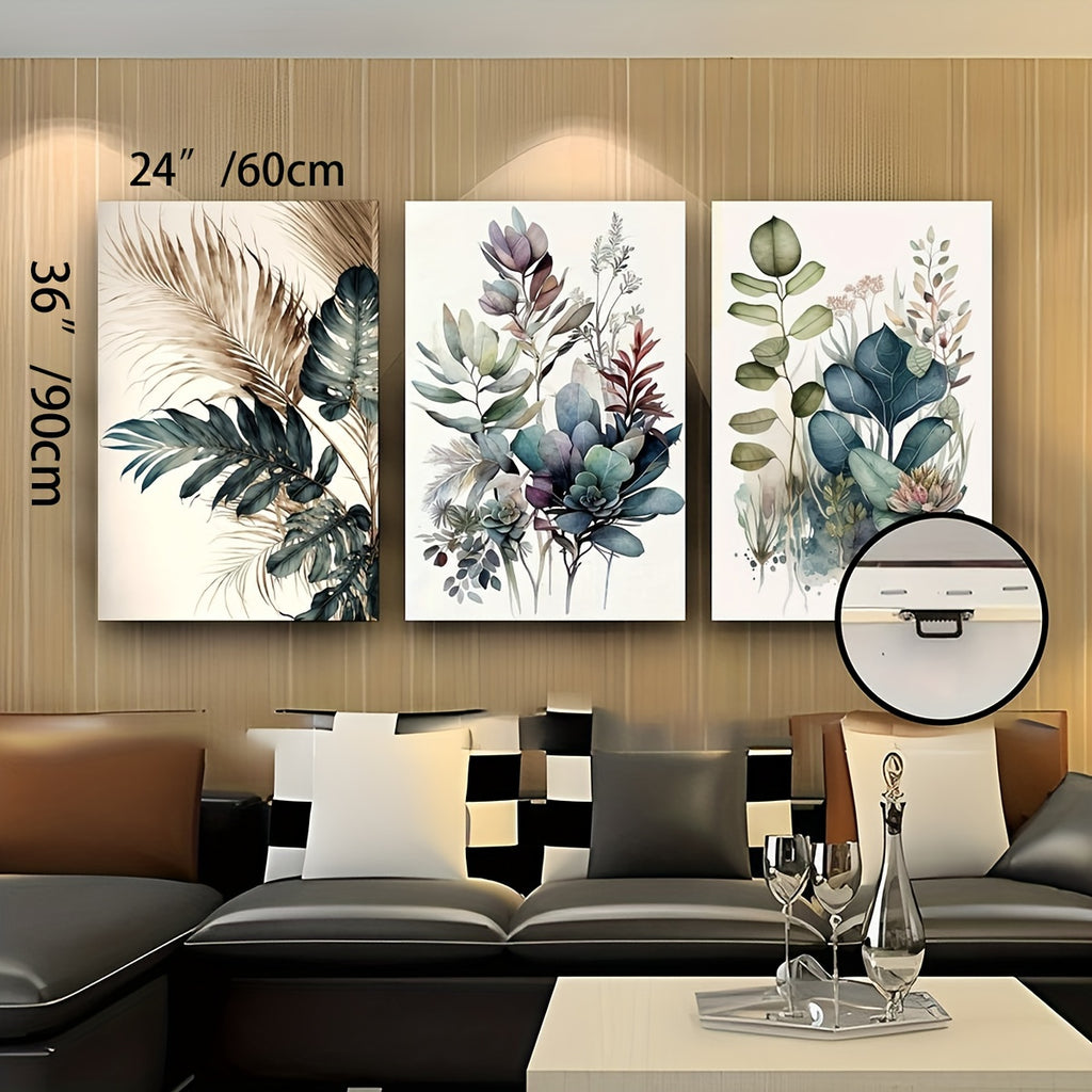 With Frame Set of 3 modern art abstract simple flowers painting wall Art Mural Printing Canvas Poster 24inchx36inch/60cmx90cm With Framed Canvas painting