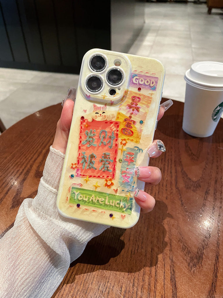 Blue Light Spot Drill Silicone Lens Protector Phone Case