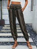 Chic Tribal Print Boho Jogger Pants - Fashionable High Waist, Comfortable Loose Fit with Eye-Catching Buttons - Perfect for Spring & Summer - Womens Bohemian Style Clothing