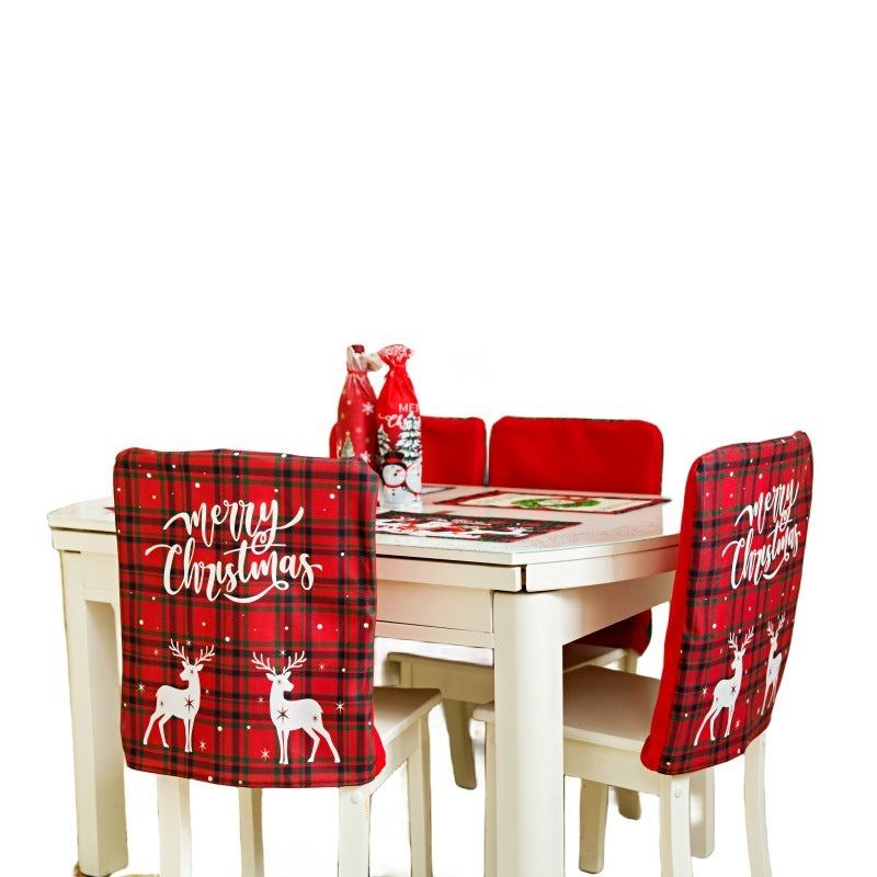 Christmas Table And Chair Cover Cartoon Decorative Printing Christmas Chair Cover Seat Cover