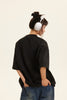Letter Denim Patch Short Sleeve Men Clothing