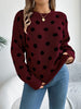 Women's Autumn Winter Knit Long Sleeve Crew Neck Sweater With Dot Pattern, Soft Acrylic Fabric, Elegant Casual Wear