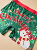 4pcs Men's Christmas Boxer Briefs - Festive Snow & Reindeer Print, Comfortable & Breathable Polyester Blend, Perfect Holiday Gift