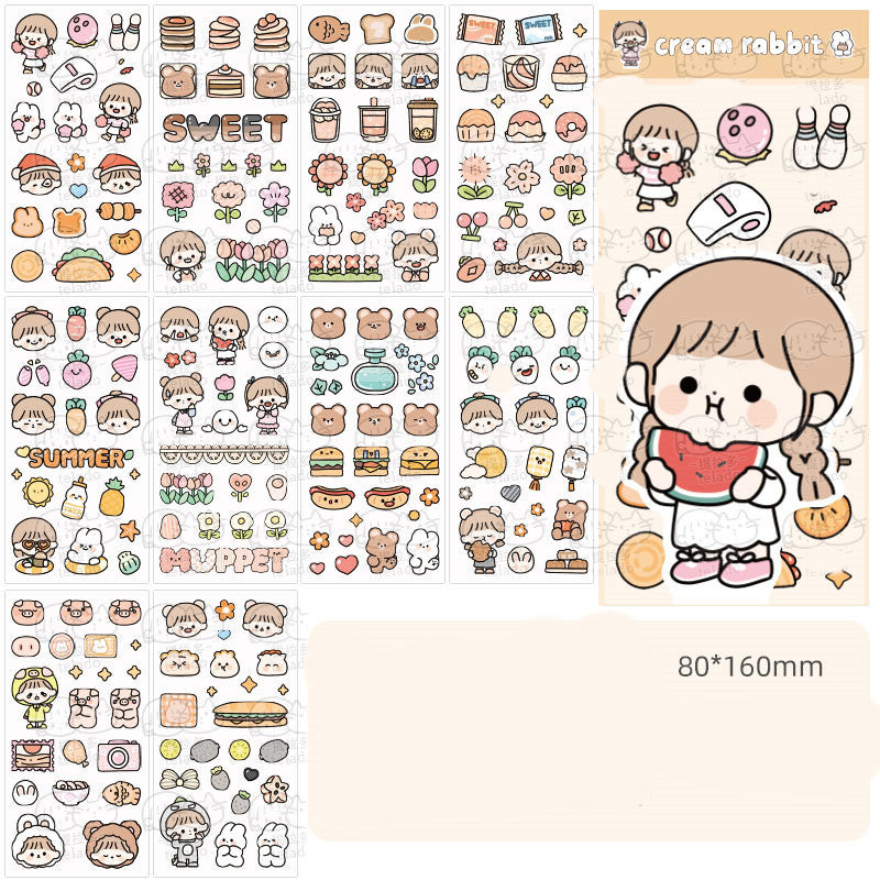 Hand Account Waterproof Sticker Water Cup Decoration Small Pattern Cartoon Girl