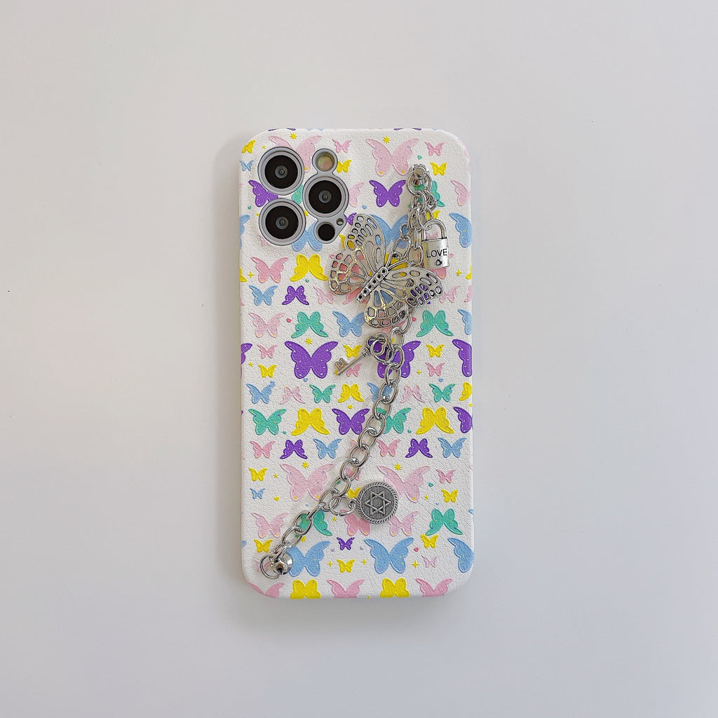 Butterfly Love Leather Soft Rubber Bracelet Phone Case