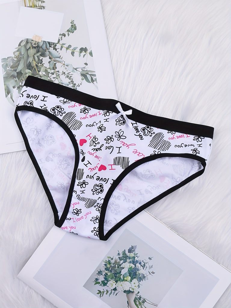 6pcs Breathable Mixed Pattern Hipster Panties, Comfort Elastic Intimates Women's Lingerie & Underwear