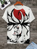 Nine-Tailed Beast Print Men's Short Sleeve Crew Neck T-Shirt - 100% Polyester Casual Tops with Slight Stretch - Animal Pattern Tee for Summer, Sports & Parties - Regular Fit Knit Fabric - For Adults & Teens