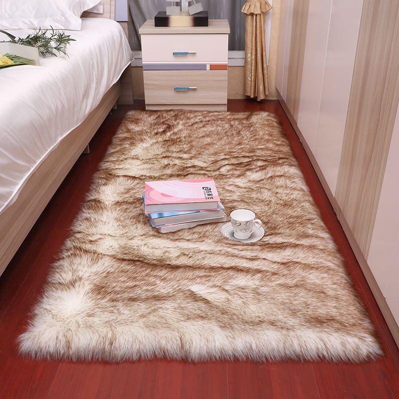 Home Living Room Bedroom Bedside Lovely Room White Faux Wool Bay Window Floor Mats