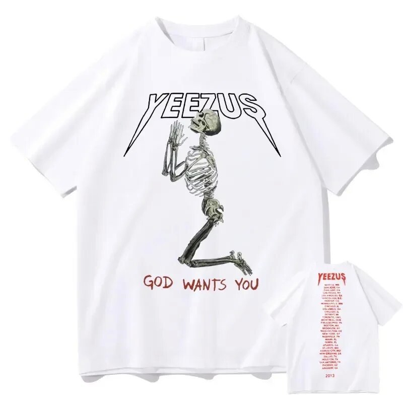 High Street Skull Money Printing Oversized Pattern  Gothic Cotton T-shirt Harajuku Couple Y2g Shirt Short Sleeve