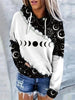 Color Block Moon & Star Print Drawstring Hoodie, Casual Long Sleeve Kangaroo Pocket Hoodie Sweatshirt, Women's Clothing