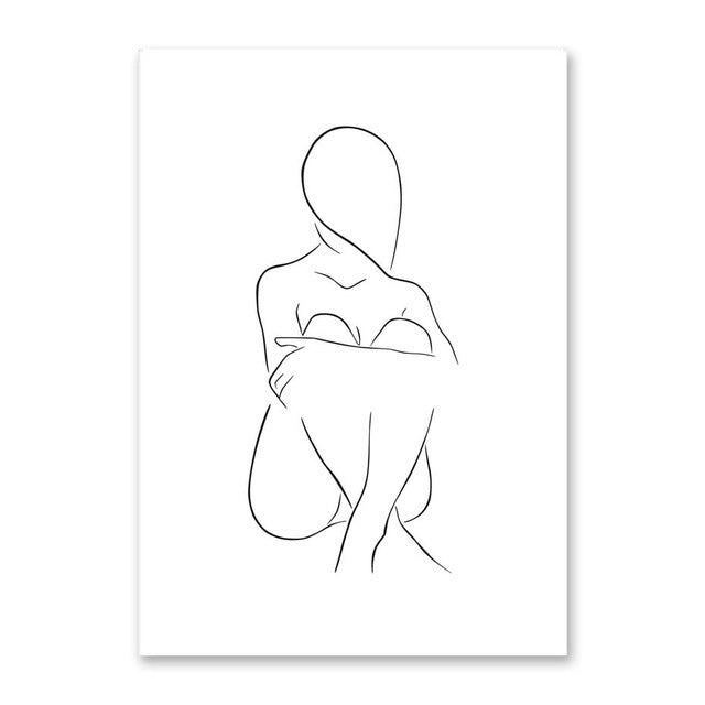 Creative Line Art Character Living Room Decoration Painting Simple Modern Frameless