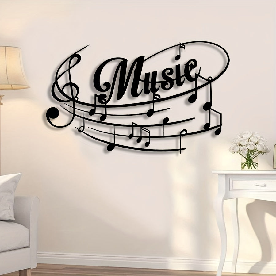 Black Metal Music Note Wall Art - Ideal Gift for Music Lovers, Perfect for Indoor/Outdoor Decor, No Power Needed, Feather-Free, 1pc