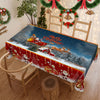 1pc, Festive Christmas & New Year Tablecloth, Winter Scene with Santa, Reindeer, Gift Box Design, Durable Polyester Table Cover - Perfect for Home, Gatherings, Holiday Party Decor - Ideal for Christmas, New Year, General Holidays, Winter