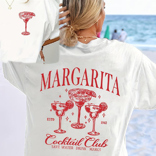 Letter Printed Round Neck T-shirt Fashion Casual Women