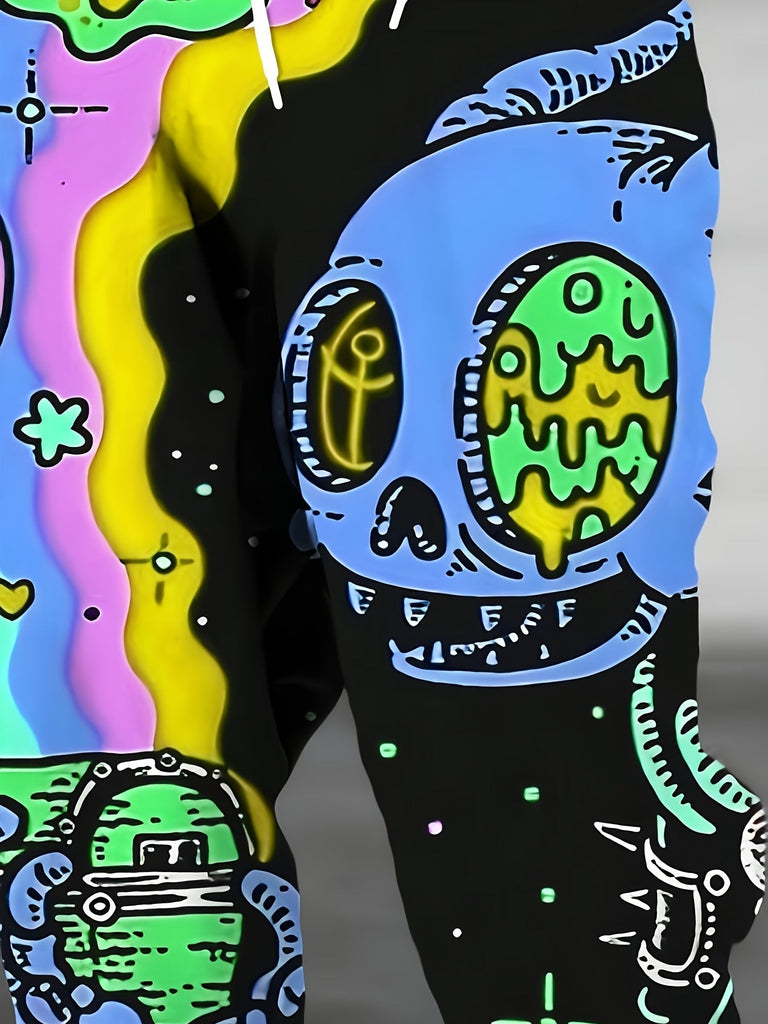 Men's Casual Joggers - Fashion Sweatpants With Psychedelic Skull Print And Elastic Waistband, Comfort Fit Pants With Pockets For Sports & Lounging - For Men - Suitable for Casual Wear, Sports & Lounging - Great Gift for Teenagers & Young Adults