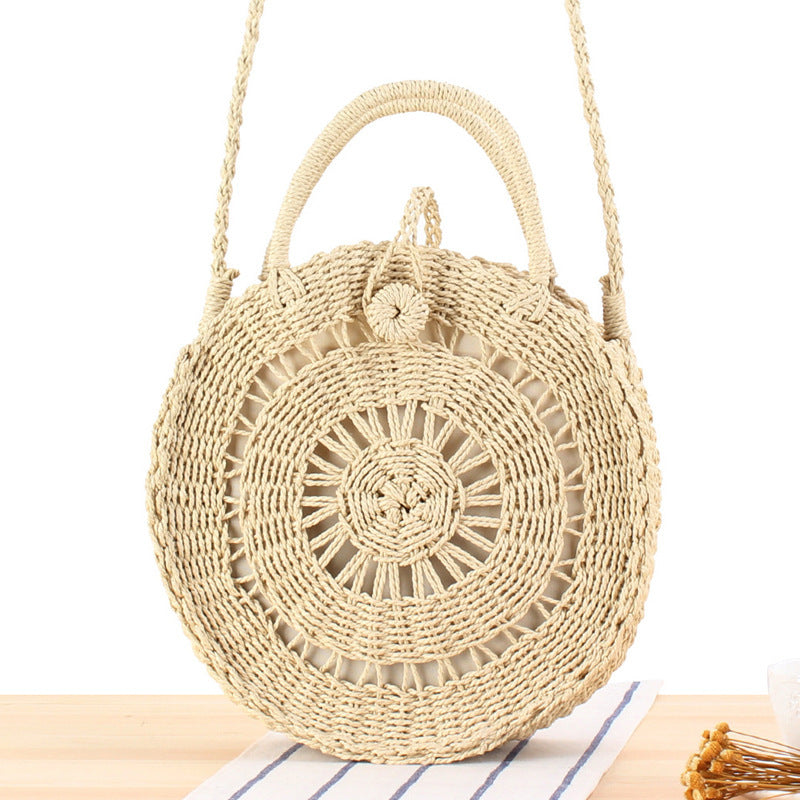 Straw bow crossbody woven bag