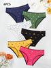 MIOTAN Women's Cute Printed Bikini Panties, Pack of 6, Comfort Fit Knit Fabric Poly-Cotton Blend Briefs with Spandex - Assorted Patterns