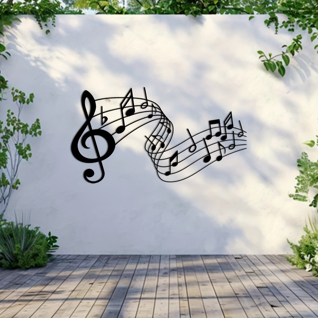 Unique Music Notes Metal Wall Art - 15.75" x 8.61" Minimalist Sculpture, Modern Home Decor, Creative Gift for Musicians and Housewarming