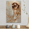 Modern White Angel & Floral Canvas Art Print - Abstract Oil Painting Poster, Perfect For Living Room Or Bedroom Decor, Unframed 15.7X23.6 Inches