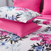 7Pcs Pink And Blue Botanical Flowers Leaves Comforter Set - Stain-Resistant, Soft 100% Microfiber Cover, 100% Polyester Fiber Filling, Woven For Durability - Queen/King Size Bed In A Bag For All Seasons, Floral Print Bedding