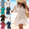Ice Silk Cloth Lace Stitching Beach Dress Bikini Swimsuit Outwear Blouse