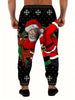 1pc Festive Men'S Christmas Sweatpants, 3D Santa Claus Print, Casual Style, Polyester Knit Fabric with Slight Stretch, Regular Fit, Drawstring Waist, Pockets - Novelty Holiday Joggers