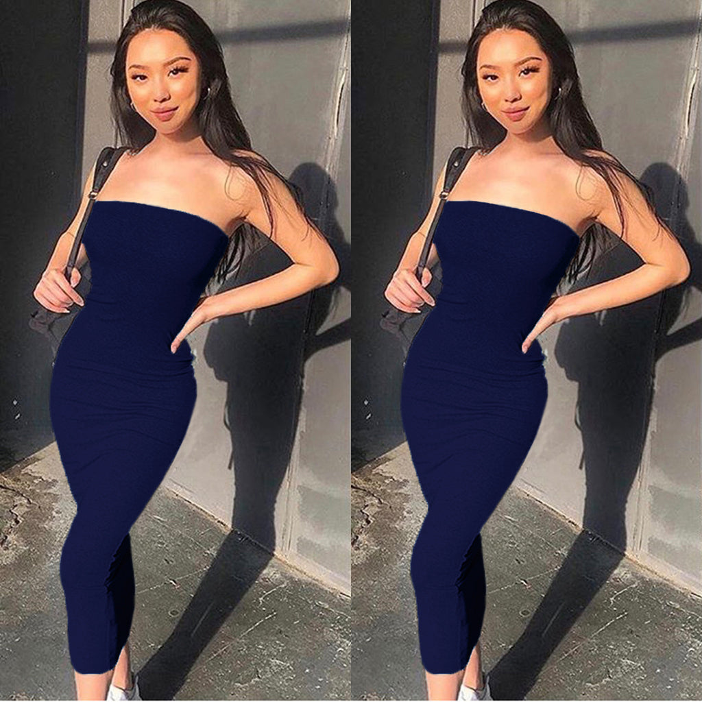 Sleeveless Wrapped Chest Long Beach Dress Women Clothing Summer
