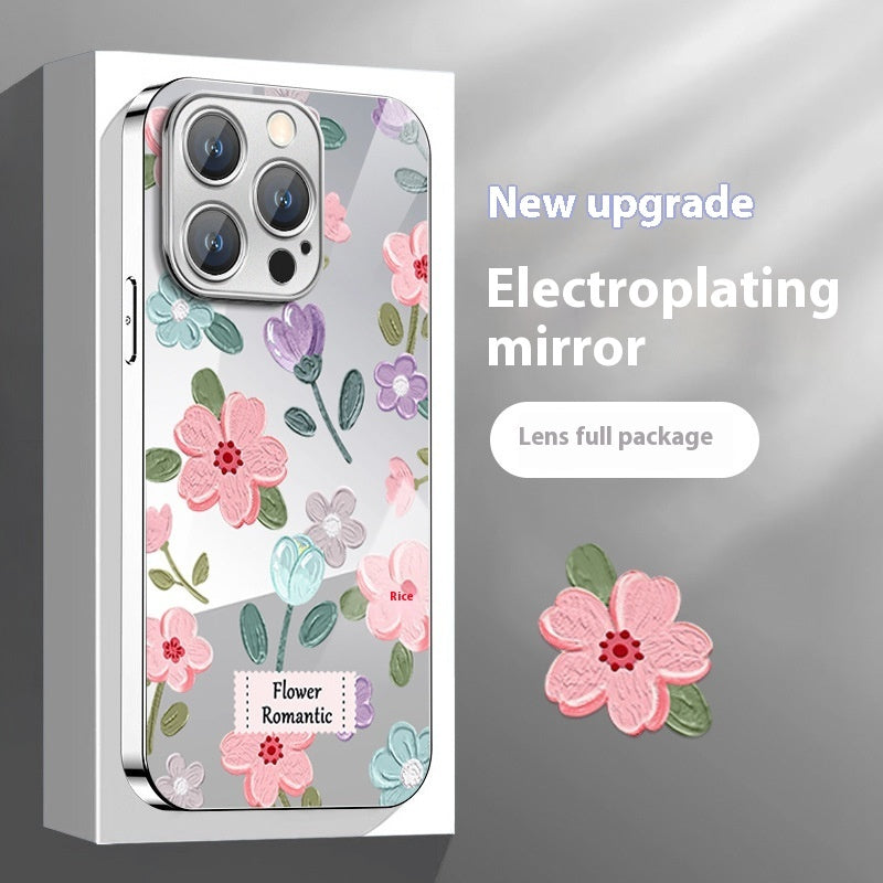 Ins Oil Painting Flower Mirror Phone Case