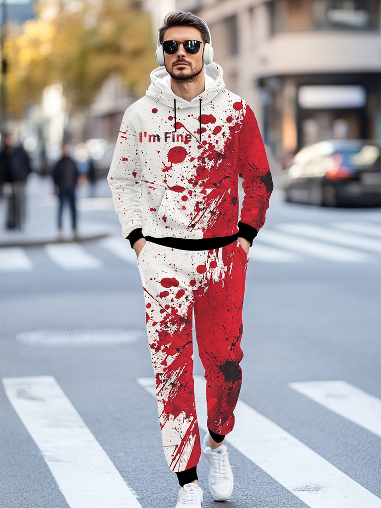 Halloween Men's Hoodie & Sweatpants Set - Casual, Fashion Novelty Pajamas Loungewear Set, Hoodie And Sweatpants Set, Long Sleeve Sweatshirts Jogger Pant 2 Piece Outfits For Men