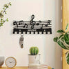 Iron Music Note Wall Storage Rack with Hooks – 1pc Multifunctional Organizer for Keys and Coats, Black, Decorative Home Accessory