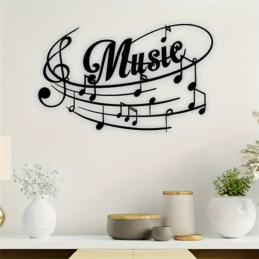 Black Metal Music Note Wall Art - Ideal Gift for Music Lovers, Perfect for Indoor/Outdoor Decor, No Power Needed, Feather-Free, 1pc