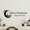 Merry Christmas & Happy New Year Wall Decals - Santa Claus, Snowman, and Moon Vinyl Stickers with Quotes for Festive Home Decor