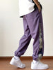 Men's Stylish Comfy Bears Embroidery Pattern Pants With Pockets, Casual Breathable Drawstring Loose Joggers For Outdoor Activities