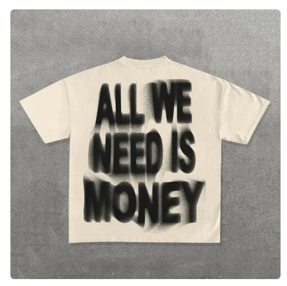 Hip Hop Pattern Printed T-shirt Large Profile Gothic Top