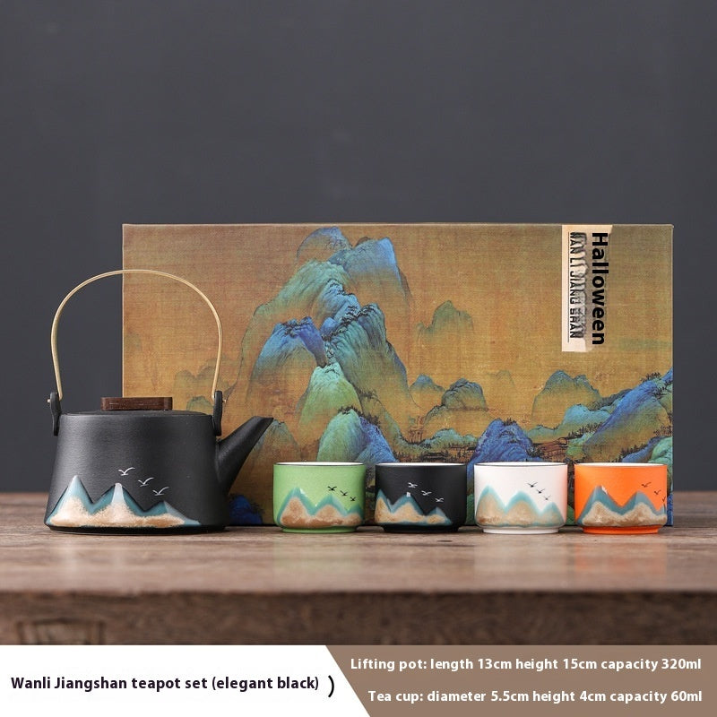 Cultural Creative China-chic Handle Pot Tea Set Cups Camp