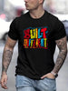 Colorful Letters DIFFERENT Printed Men's Fashion T-shirt, Casual Pattern T-shirt, Short Sleeved Round Neck Top, Men's Spring And Summer Clothing, Men's Clothing