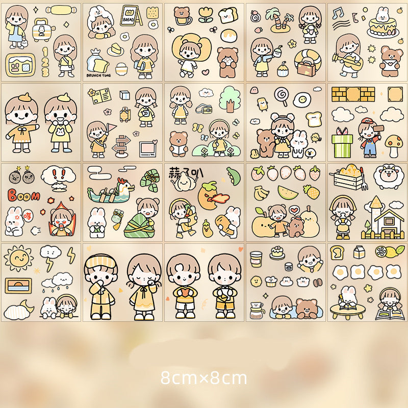 Hand Account Waterproof Sticker Water Cup Decoration Small Pattern Cartoon Girl