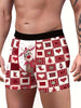 Men's Christmas Themed Reindeer Print Boxer Briefs - Comfortable Polyester Knit Fabric, Medium Stretch, Festive Holiday Underwear