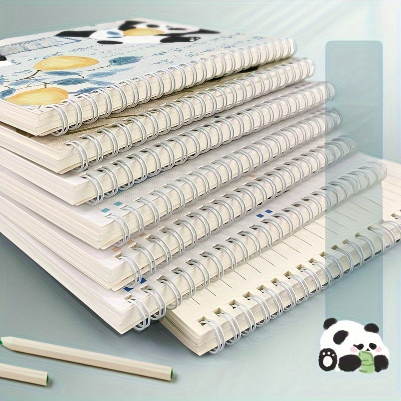 2pcs Cute Panda Themed Spiral Notebooks, Thick Lined Paper for Writing and Drawing, Smooth Finish Daily Office Supplies, for Spring