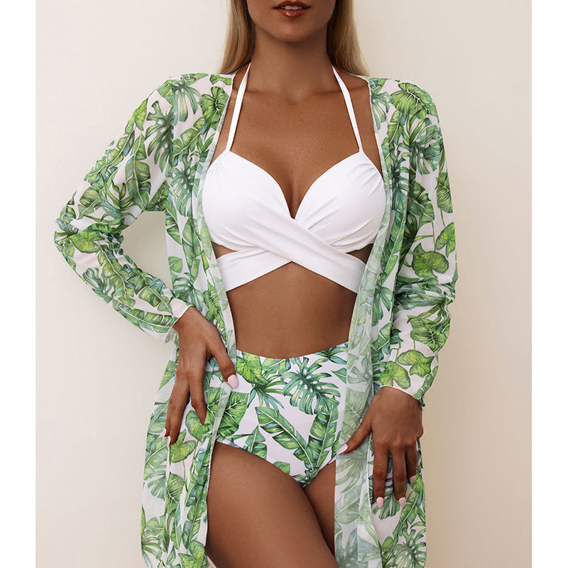 New Style Swimsuit Three Piece Printed Sunscreen
