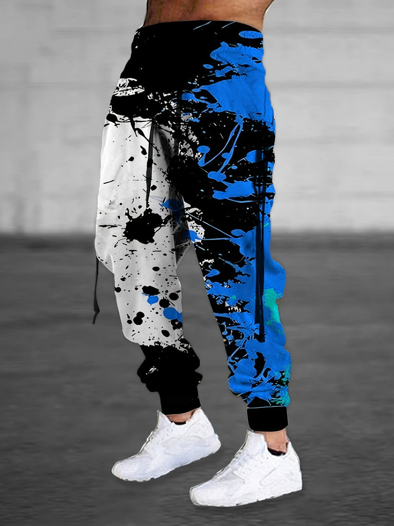 Chic 3D Print Joggers, Men's Casual Stretch Breathable Sports Pants Sweatpants
