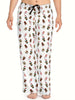 Women's Comfy Christmas Tree Print Wide-Leg Pants - Stretchy, Casual Sleepwear with Drawstring Waist, Machine Washable