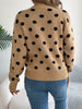 Women's Autumn Winter Knit Long Sleeve Crew Neck Sweater With Dot Pattern, Soft Acrylic Fabric, Elegant Casual Wear