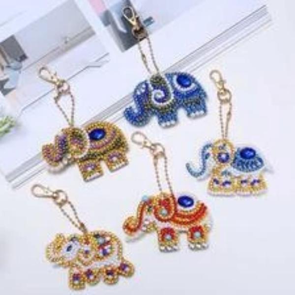 Elephant Key Chains 5 pcs 5D Diamond Painting Kit