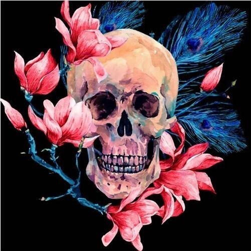Peacock Plume Skull 5D Diamond Painting Kit