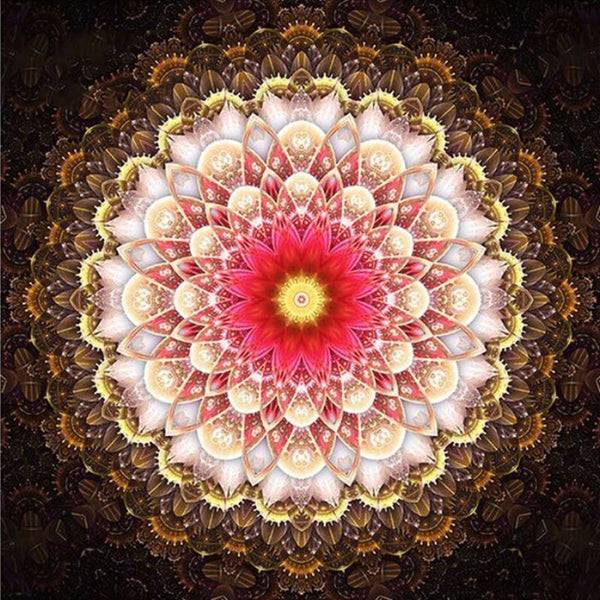 Red Flower Mandala 5D Diamond Painting Kit