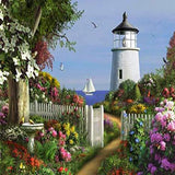 Flowery Garden Lighthouse 5D Diamond Painting Kit