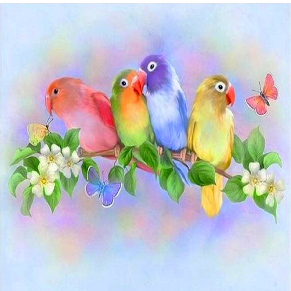 Four Love Birds 5D Diamond Painting Kit
