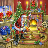 Santa Claus With Pets 5D Diamond Painting Kit
