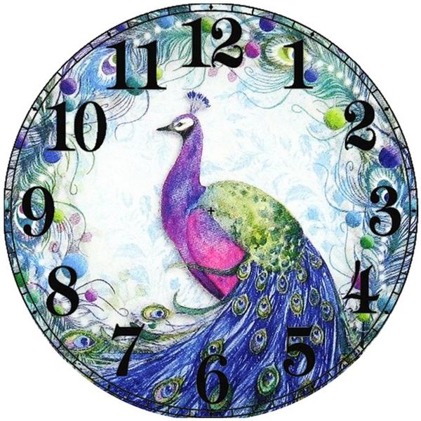 Peacock Clock Face 5D Diamond Painting Kit